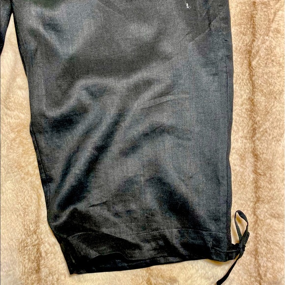 Capri MECCA Gold Linen 100% Capri Wide leg Pants Classic black embellished - Picture 6 of 8